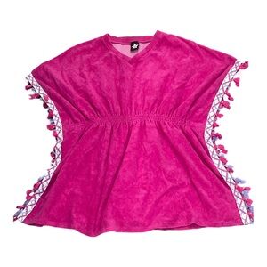 EUC Pixie Lane Girls 9/10 Pink Terry Cloth Coverup with Tassel Trim